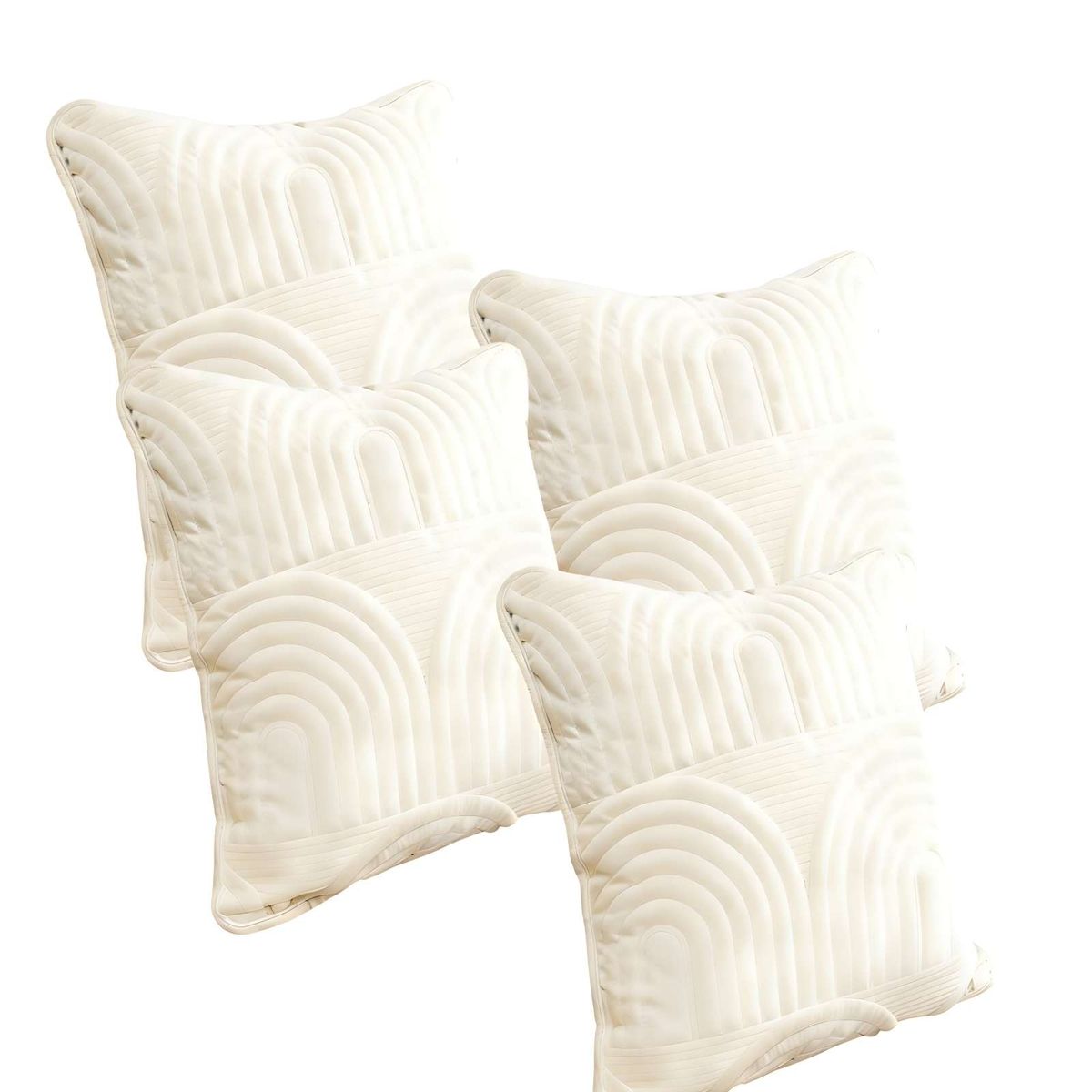 GENERICO - SET DE 4 FUNDAS DE COJIN SERIE ARCO 45X45 CM BLANCO