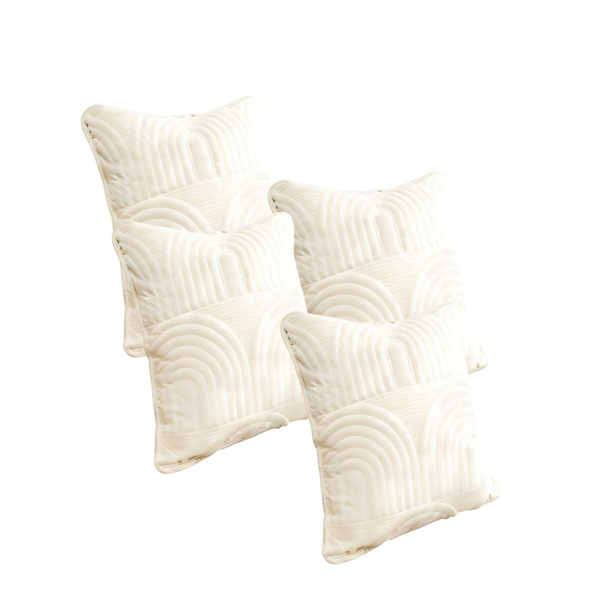 GENERICO - SET DE 4 FUNDAS DE COJIN SERIE ARCO 45X45 CM BLANCO