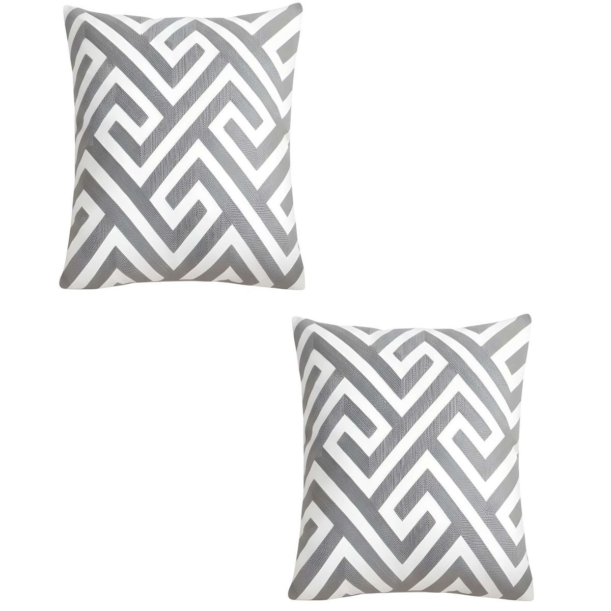 GENERICO - JUEGO DE 2 FUNDAS DE COJIN BORDADAS 45X45CM GRIS