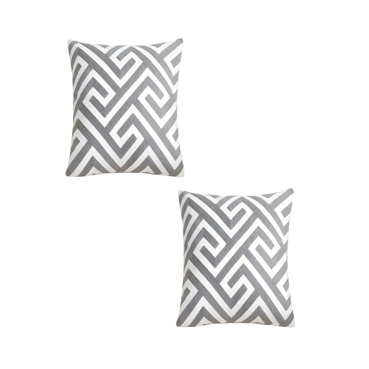 GENERICO - JUEGO DE 2 FUNDAS DE COJIN BORDADAS 45X45CM GRIS
