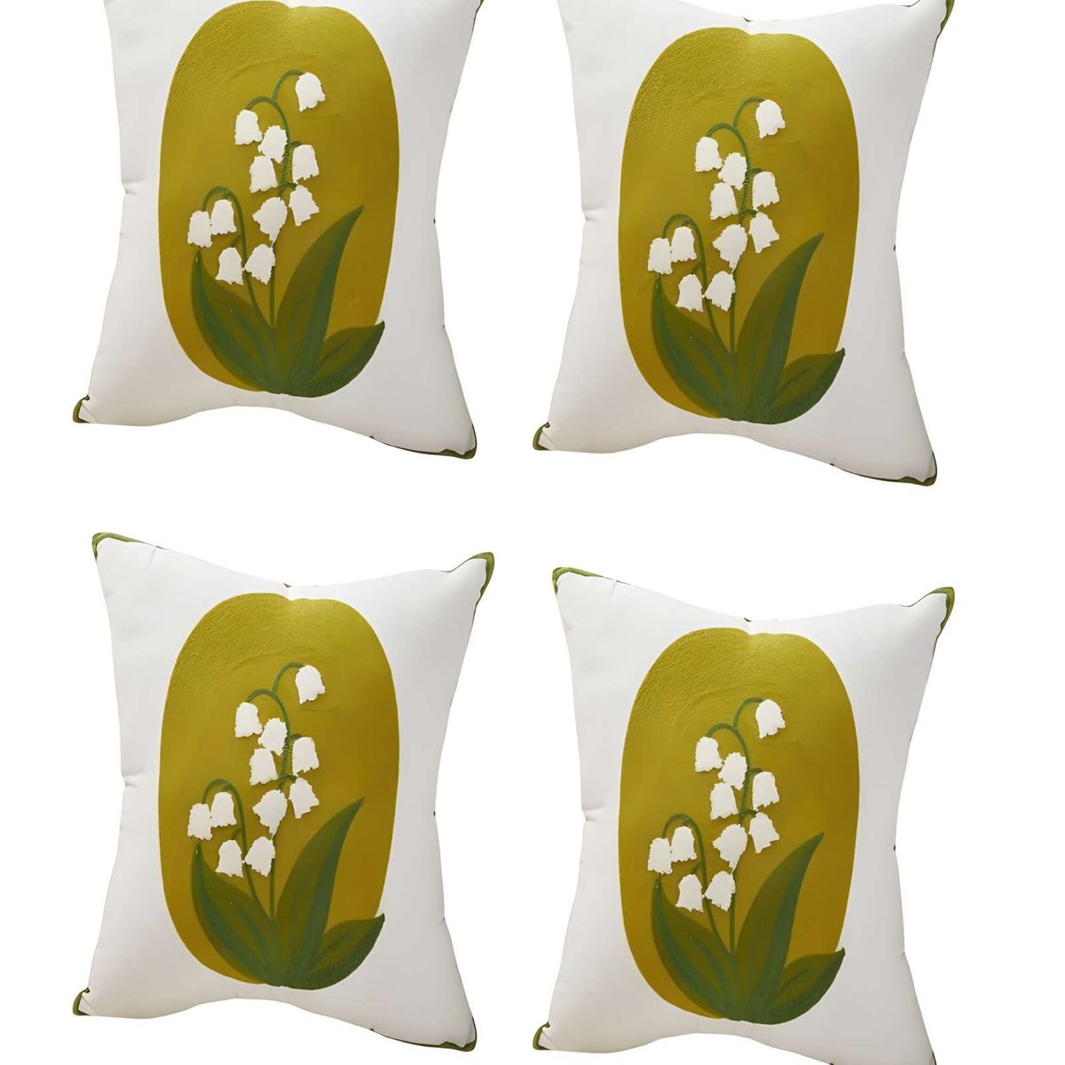 GENERICO - JUEGO DE 4 FUNDAS DE COJIN BORDADAS 45X45CM VERDE