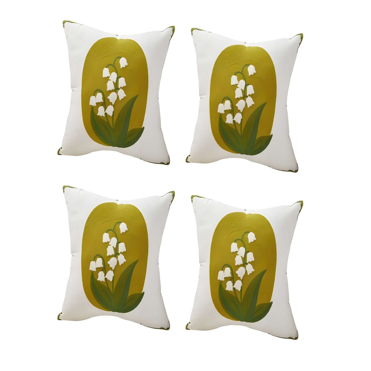 GENERICO - JUEGO DE 4 FUNDAS DE COJIN BORDADAS 45X45CM VERDE