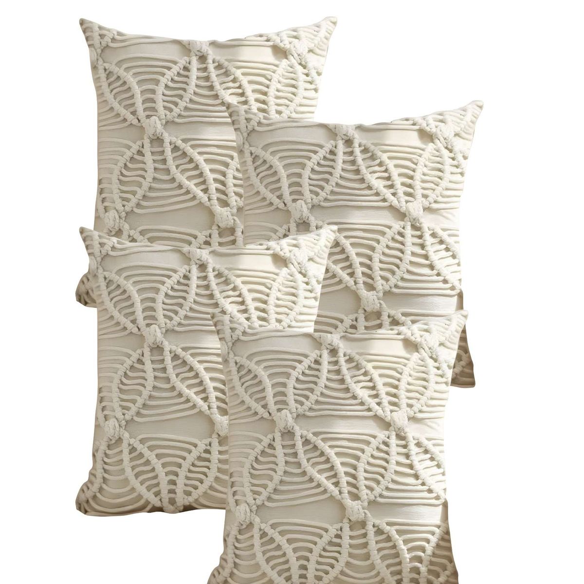 GENERICO - JUEGO DE 4 FUNDAS DE COJIN CON ESTILO BOHEMIO 45X45CM BEIGE 04