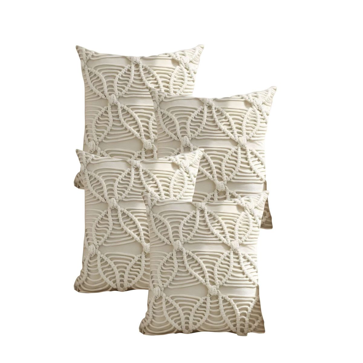 GENERICO - JUEGO DE 4 FUNDAS DE COJIN CON ESTILO BOHEMIO 45X45CM BEIGE 04