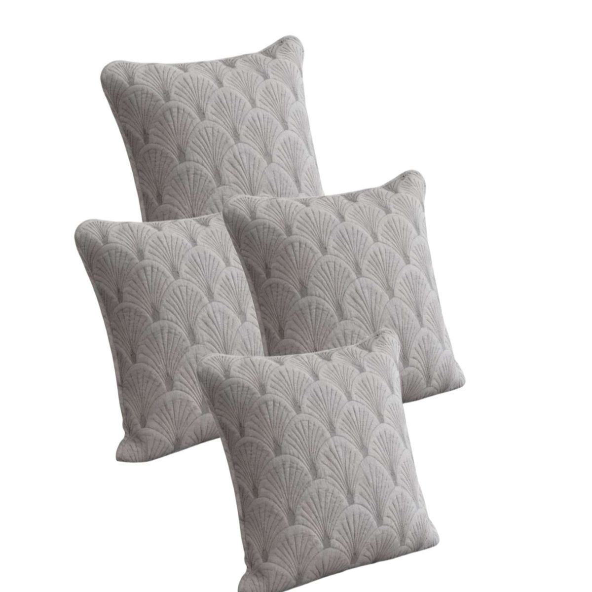 GENERICO - JUEGO DE 4 FUNDAS DE COJIN SERIE ABANICO 45X45 CM GRIS