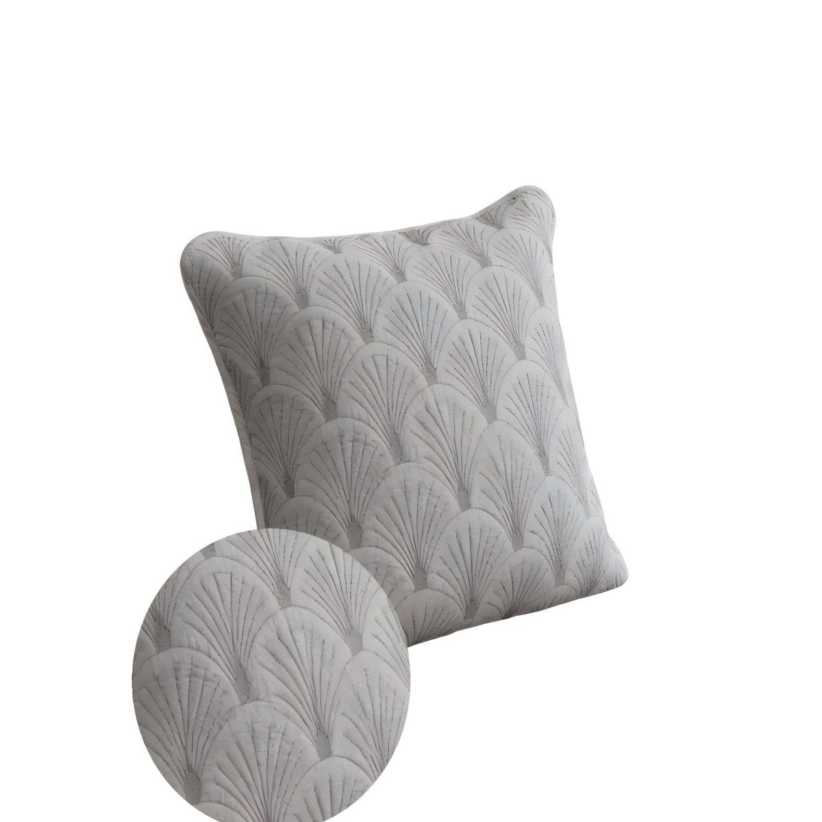 GENERICO - JUEGO DE 4 FUNDAS DE COJIN SERIE ABANICO 45X45 CM GRIS