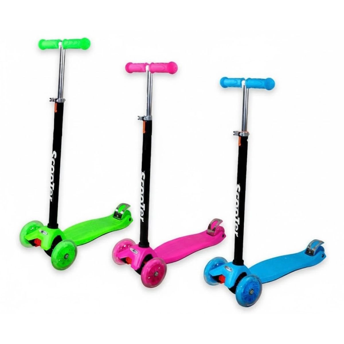 GENERICO - Scooter Monopatín 3 Ruedas Ajustable Luz LED