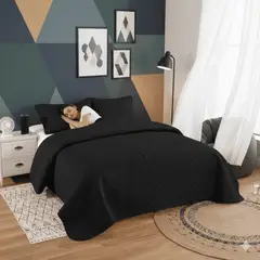 GENERICO - Cubrecama King Liviano Liso Texturizado + 2 Fundas De Almohada