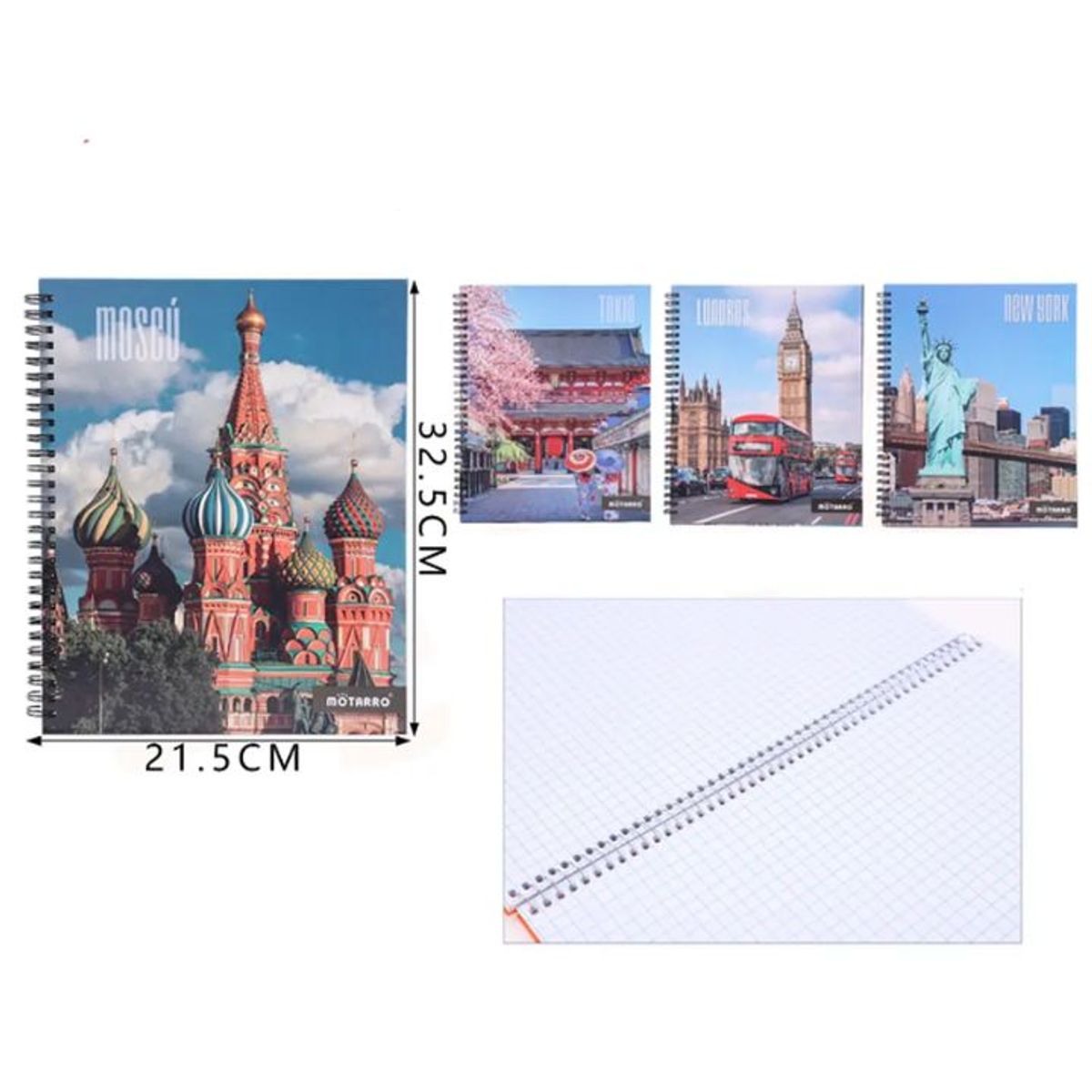 GENERICO - Cuaderno Universitario Cuadriculado 32×21cm 100 Hojas Colores Surtidos