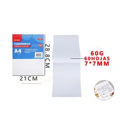 GENERICO - Cuadernillo Escolar Cuadriculado 7 mm – 21×28 cm 60 Hojas