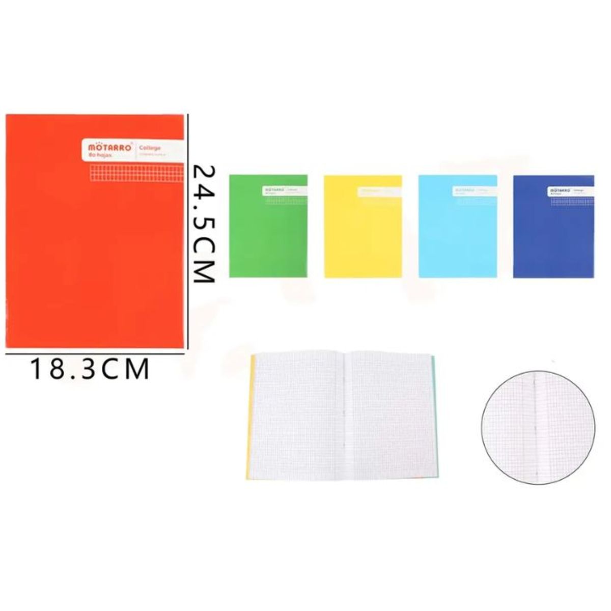 GENERICO - Cuaderno de Caligrafía Vertical College 5mm 80Hojas Colores Surtidos