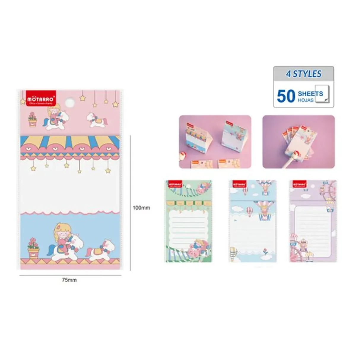 GENERICO - Notas Adhesivas Post-It Vertical Happy 50Hojas Colores Surtidos 10x75cm
