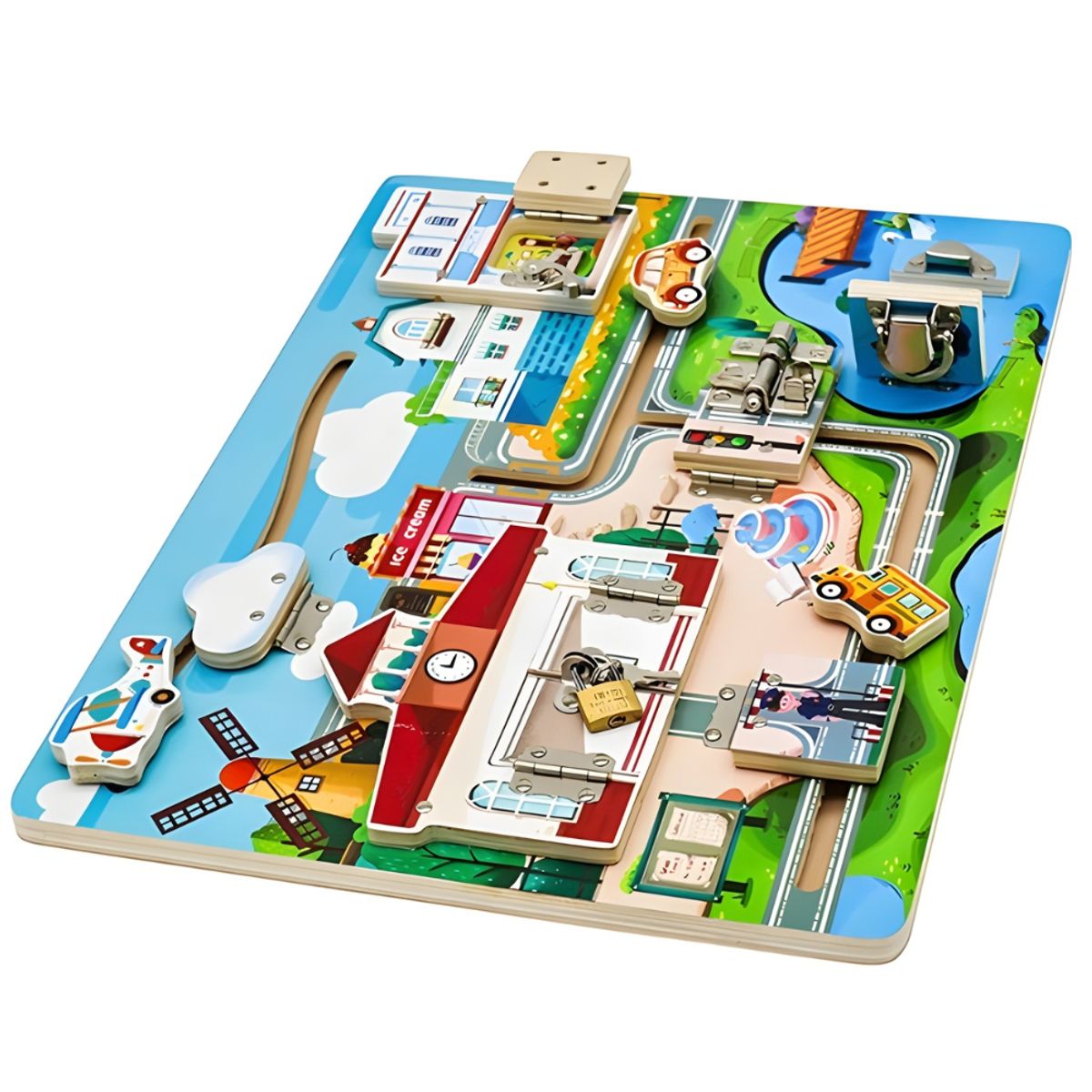 ABC - Juego de Cerraduras de Madera con Llaves Tablero Didáctico Infantil