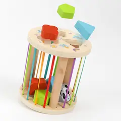 ABC - Cilindro de Madera con Elásticos y Formas Educativo