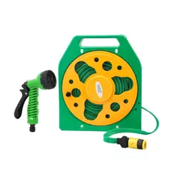 GENERICO - Manguera de Jardín Retráctil 20 Metros + Pistola de Riego 7 Posiciones - Verde