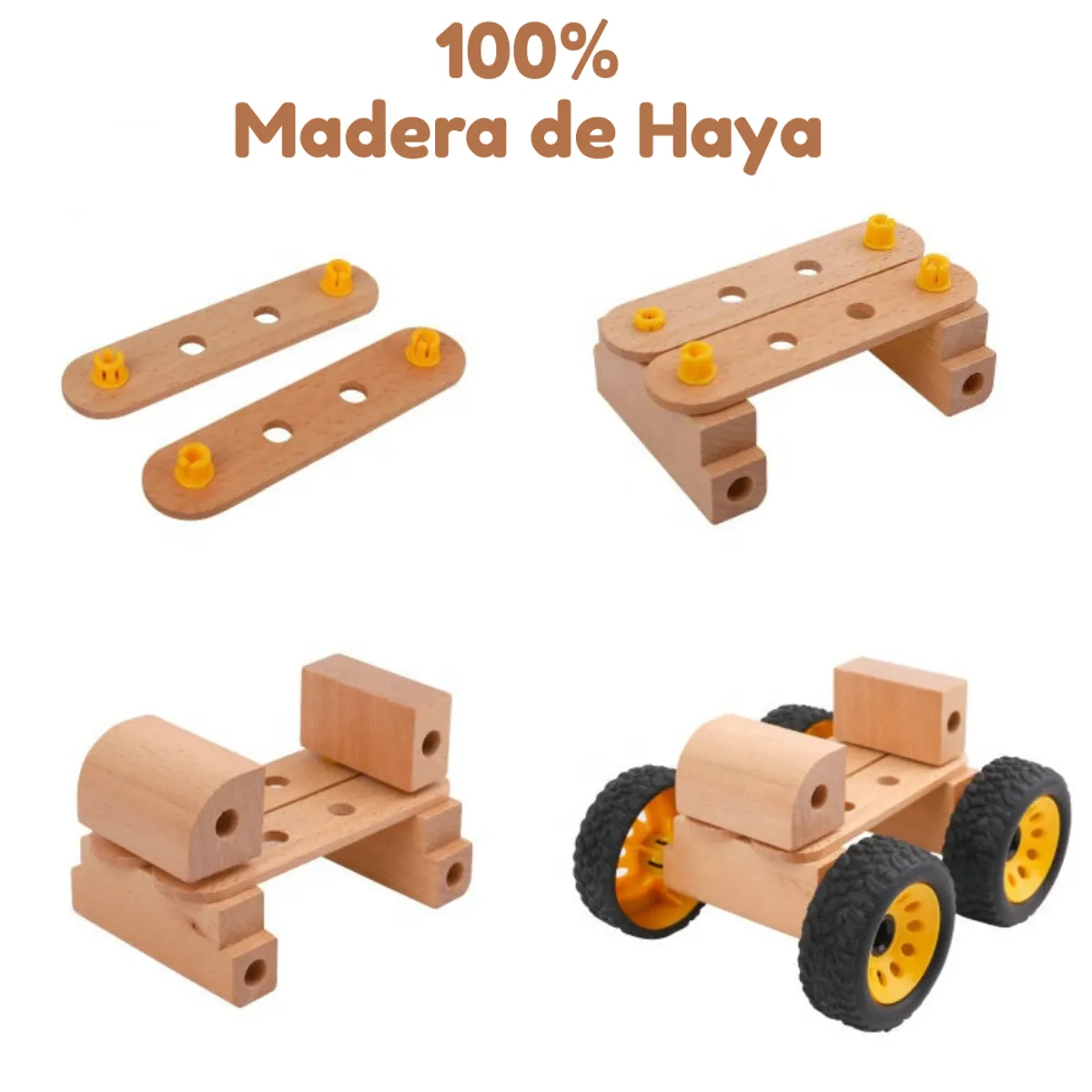 ABC - Vehículo Retroexcavadora de Construcción Educativo de Madera