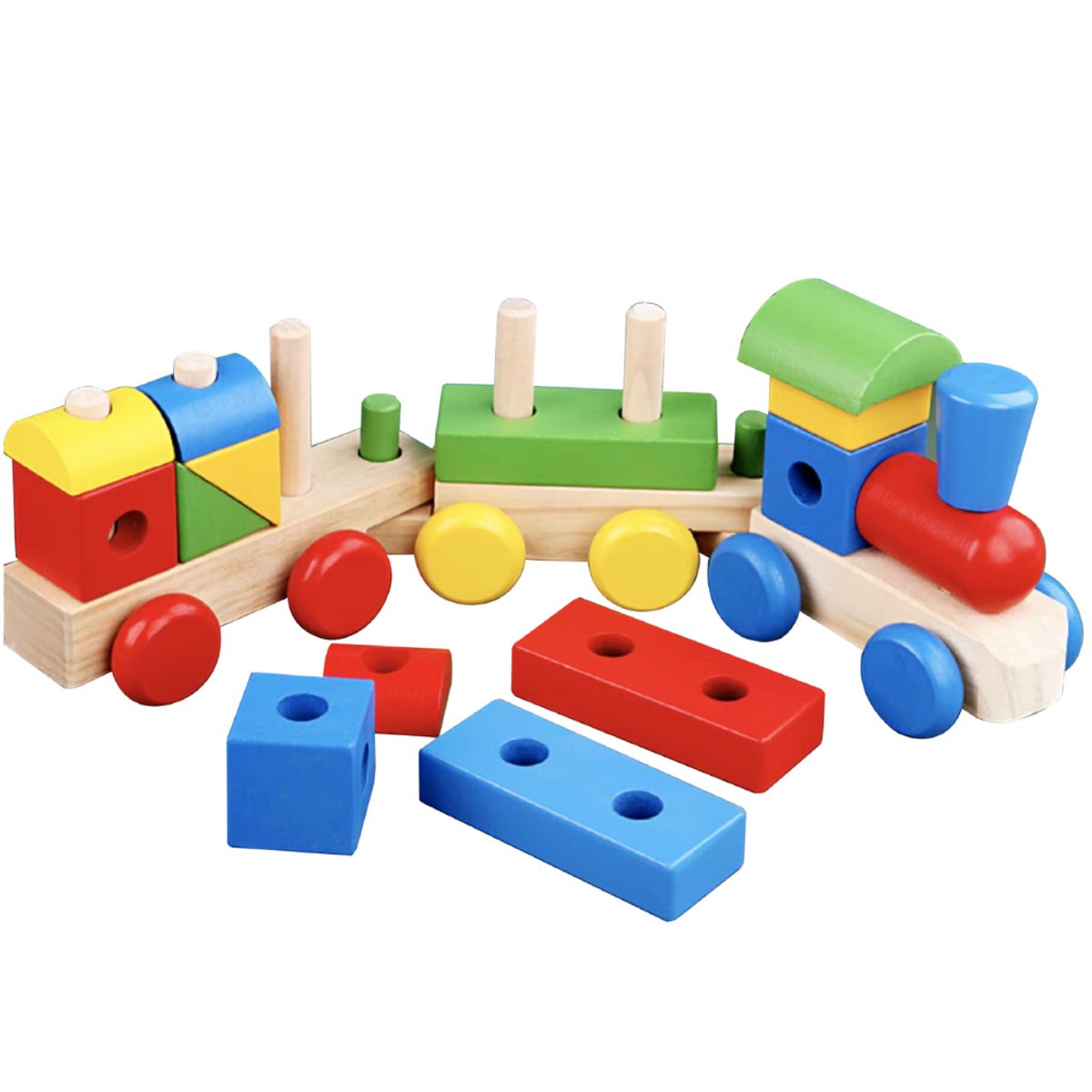 ABC - Tren Armable con Bloques de Madera Educativo Montessori