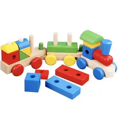 ABC - Tren Armable con Bloques de Madera Educativo Montessori