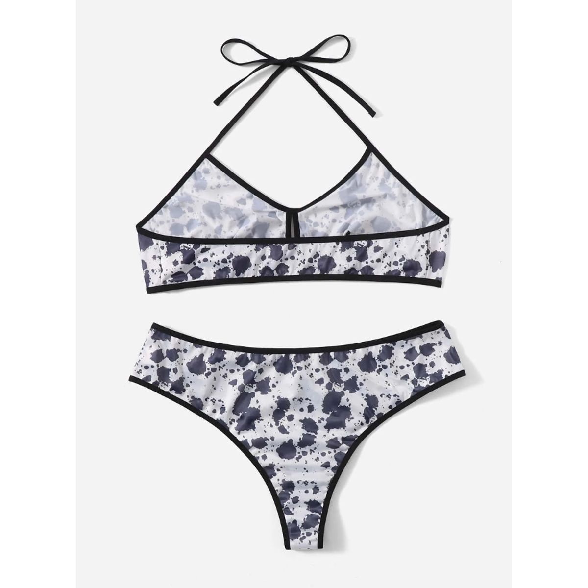 KIRAMA CLOTHING STORE - Conjunto Lencería Gótica Estampada Blanco y Negro – Set 2 Piezas