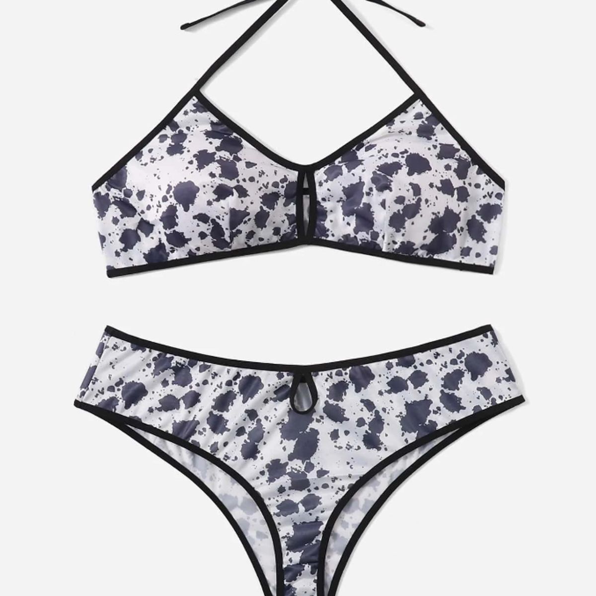 KIRAMA CLOTHING STORE - Conjunto Lencería Gótica Estampada Blanco y Negro – Set 2 Piezas