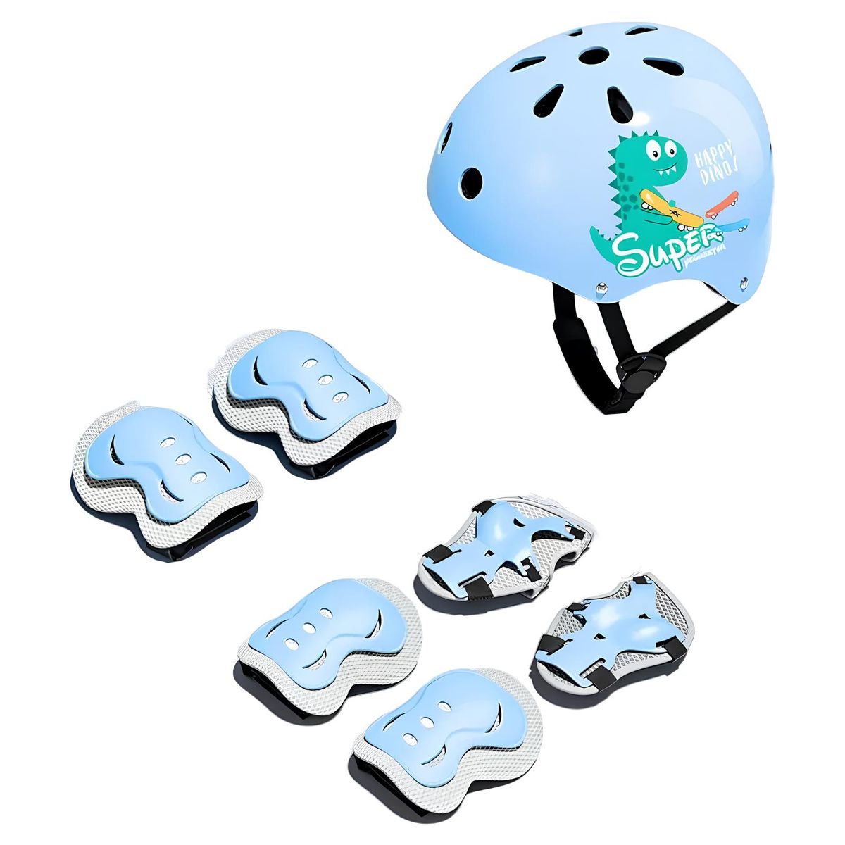 LUBABYCAS - Casco Infantil Y Set De Protección 6 Piezas Súper LuBabycas