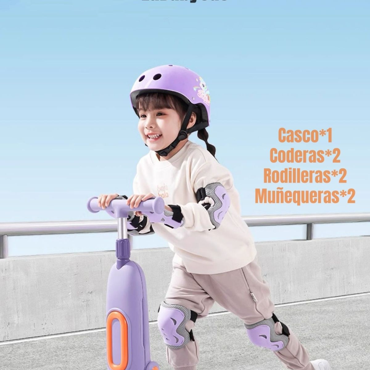 LUBABYCAS - Casco Infantil Y Set De Protección 6 Piezas Súper LuBabycas