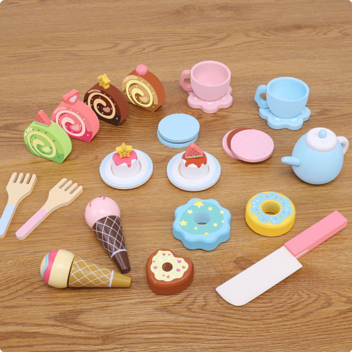 ABC - Caja de Set de Pastel con Accesorios Educativo de Madera