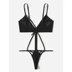 KIRAMA CLOTHING STORE - Set Lencería Floral Bordado Negro – 2 Piezas