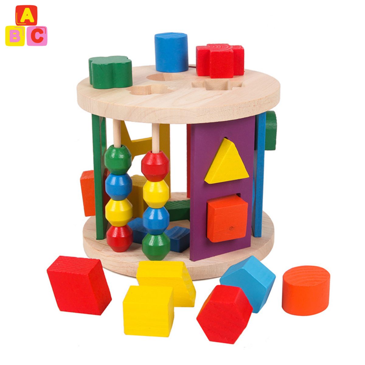 ABC - Juego de Encaje con Figuras Geométricas de Madera Educativo