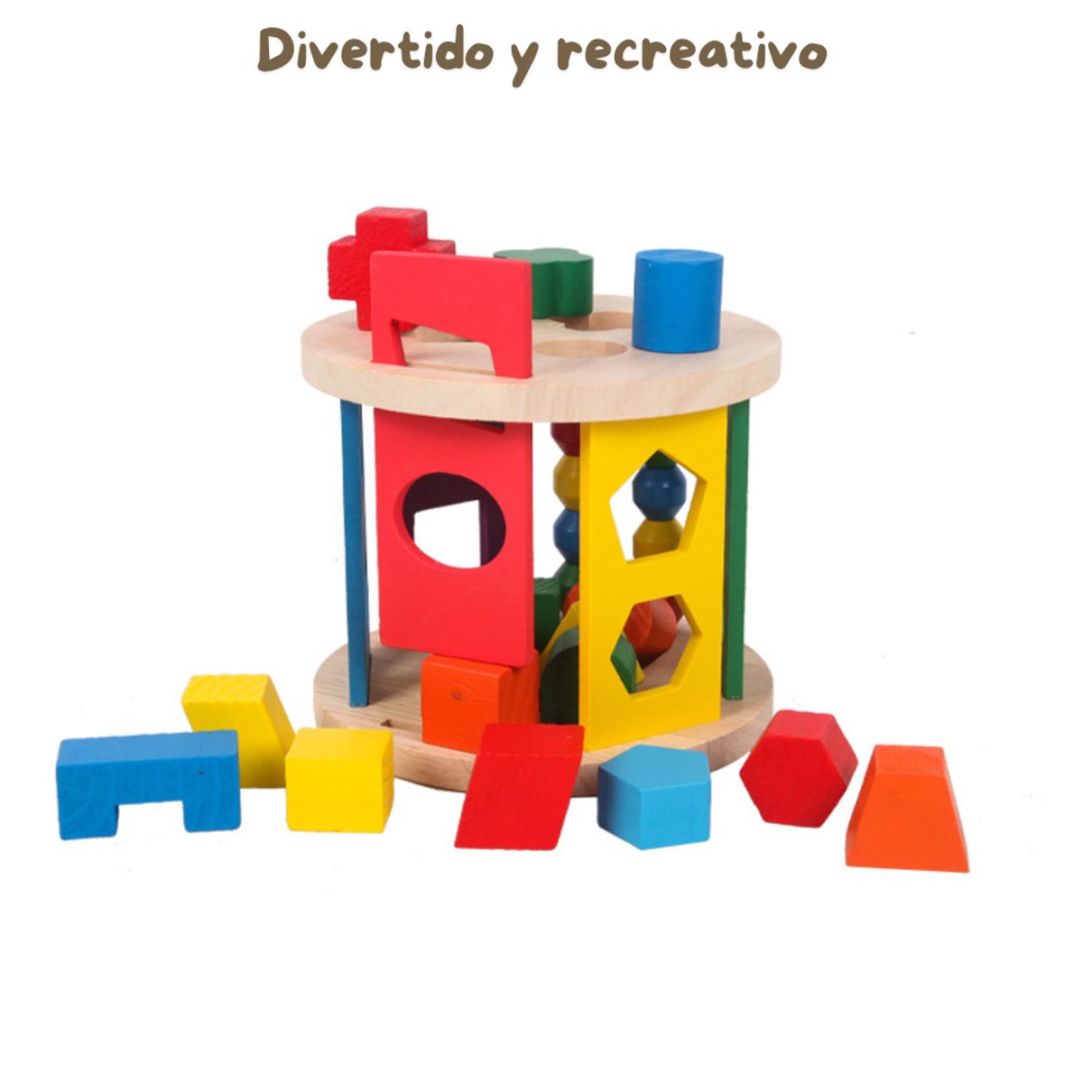 ABC - Juego de Encaje con Figuras Geométricas de Madera Educativo