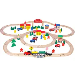 ABC - Pista de Tren 100 Piezas Ciudad de Madera Educativa Montessori