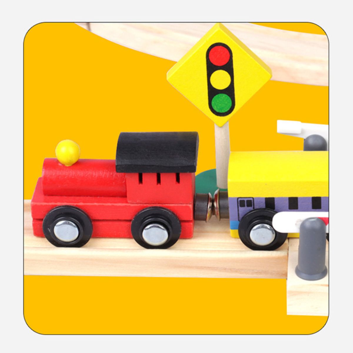 ABC - Pista de Tren 100 Piezas Ciudad de Madera Educativa Montessori