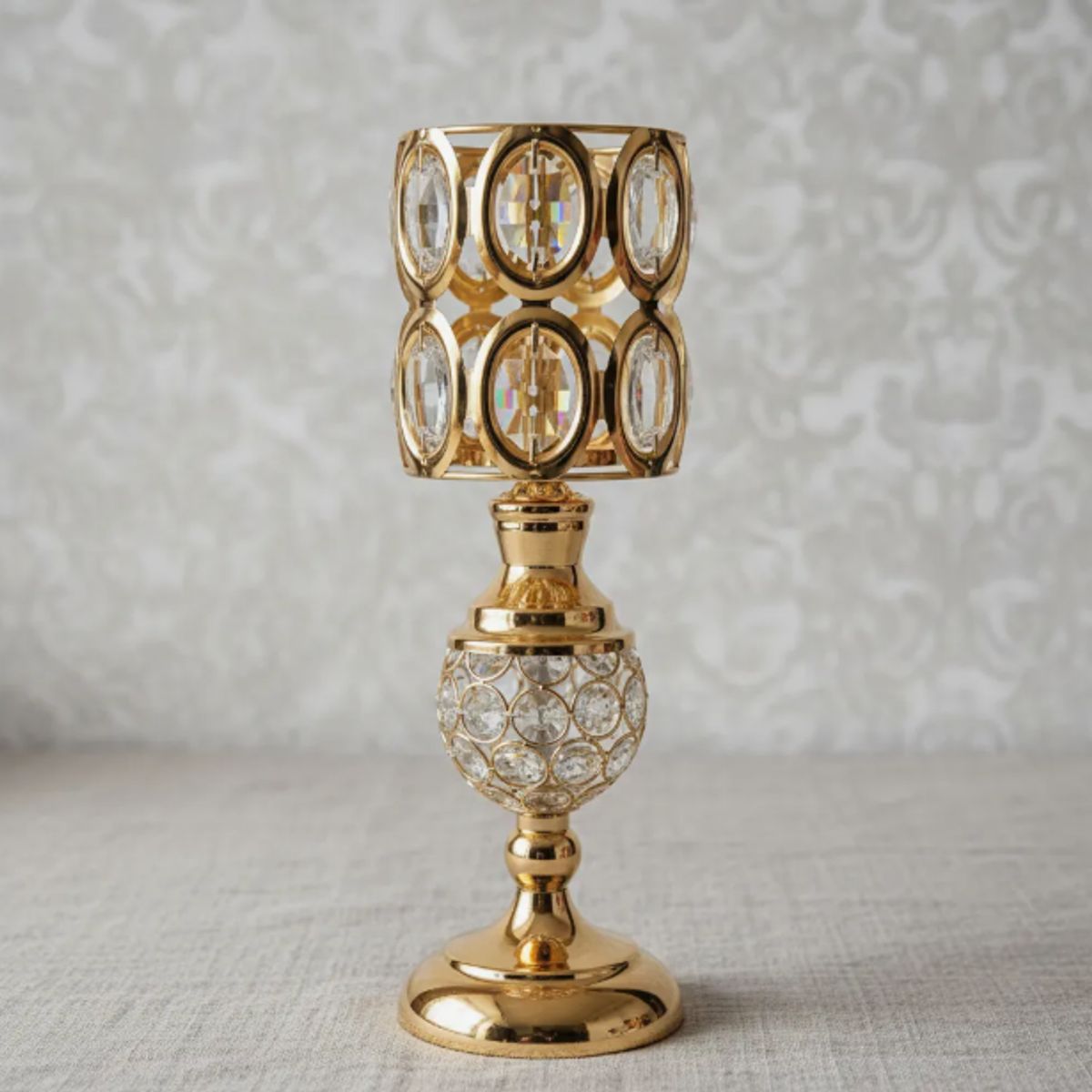 GENERICO - Candelabro Dorado De Vidrio 13x35cm