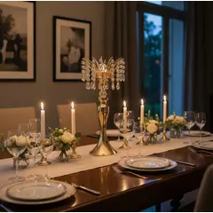 GENERICO - Candelabro Dorado De Vidrio 27x55cm