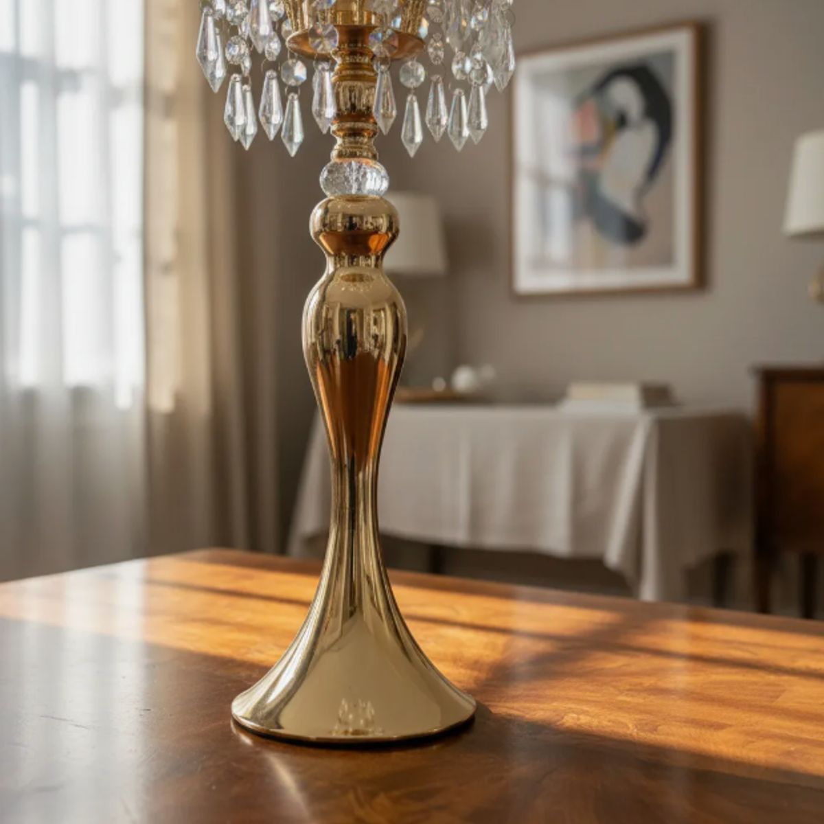 GENERICO - Candelabro Dorado De Vidrio 27x55cm