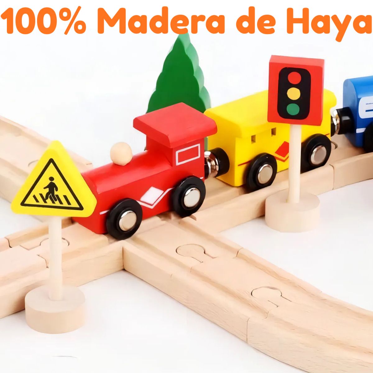 ABC - Juguete de Madera Pista de Tren 48 Piezas