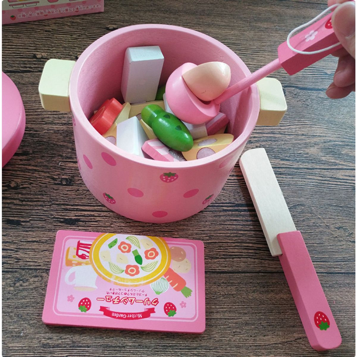 ABC - Olla de cocina con accesorios de Madera Montessori Educativa