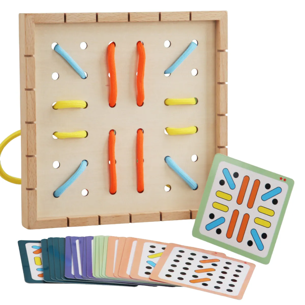 ABC - Juego de Cuerda elástica y enhebrado de Madera Educativo