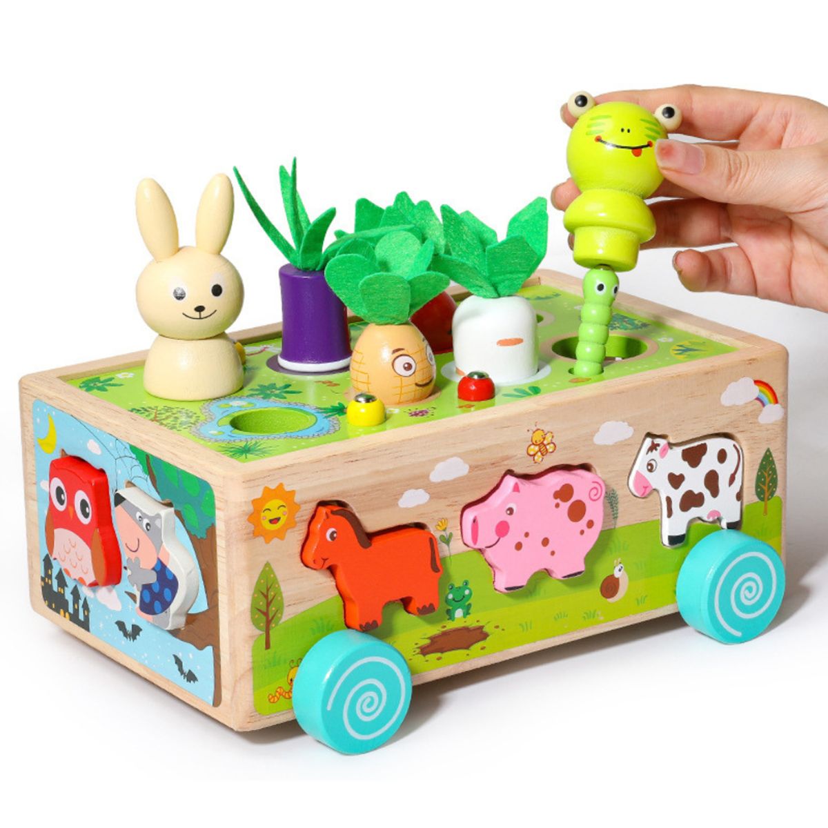 ABC - Carro de Animalitos Educativo Montessori de Madera Y Arrastre