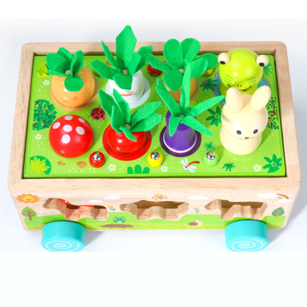 ABC - Carro de Animalitos Educativo Montessori de Madera Y Arrastre