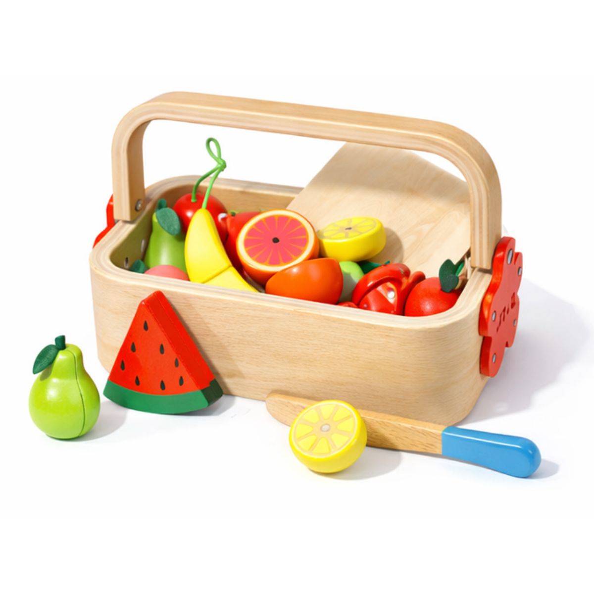 ABC - Set Corta Fruta Educativo Montessori de Madera con Cesta