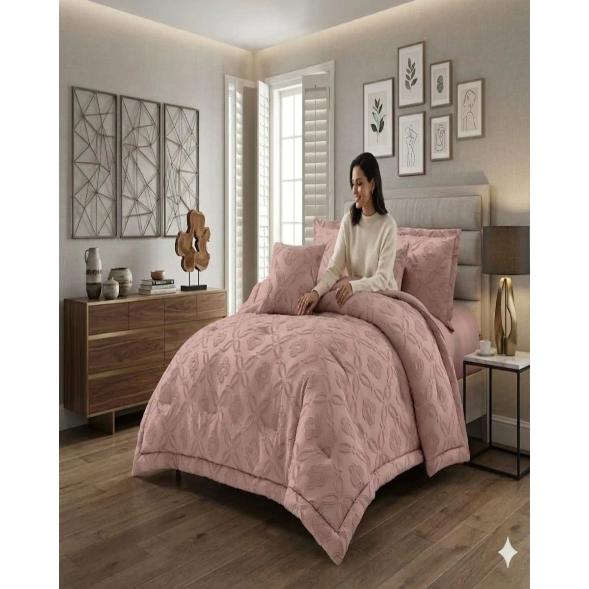 GENERICO - Cubrecama Quilt Texturizado Incluye Fundas Diseño Flores kinh