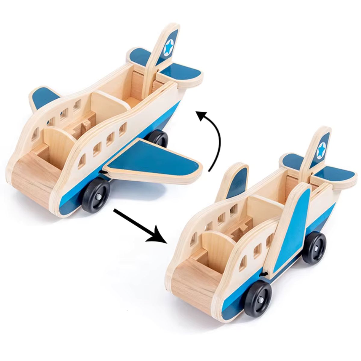 ABC - Avión de Madera Juguete Multifuncional Educativo Montessori