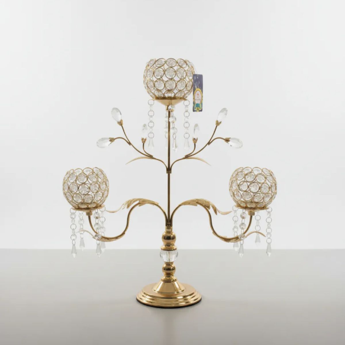 GENERICO - Candelabro Dorado De Vidrio 31x44 Cm Decoración