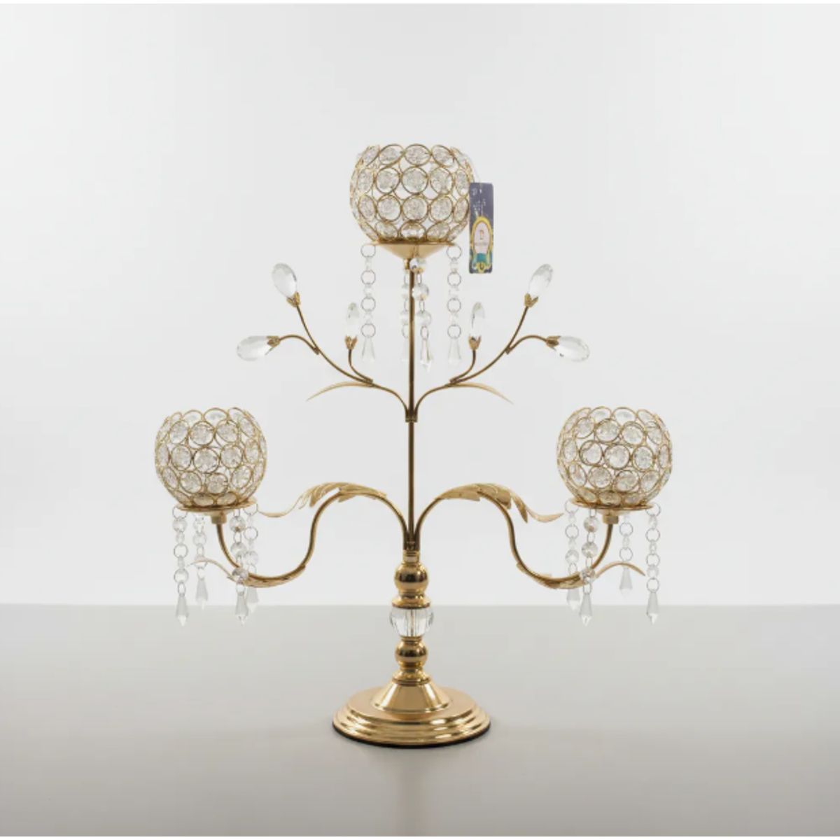 GENERICO - Candelabro Dorado De Vidrio 31x44 Cm Decoración