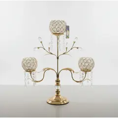 GENERICO - Candelabro Dorado De Vidrio 31x44 Cm Decoración