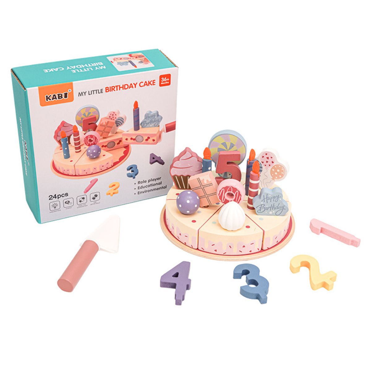 ABC - Set de Pastel Juego Educativo Montessori de Madera