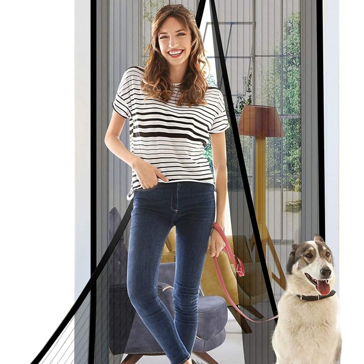 GENERICO - Malla mosquitera para puerta de 90cm con imán facil instalación