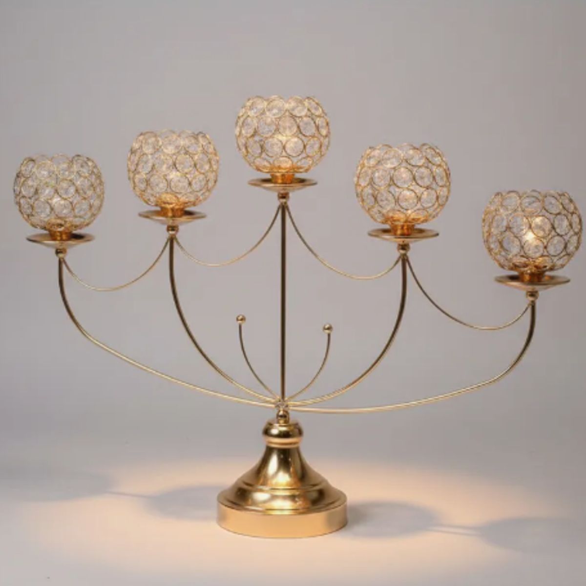 GENERICO - Candelabro Dorado De Vidrio 45x64 Cm Decoración
