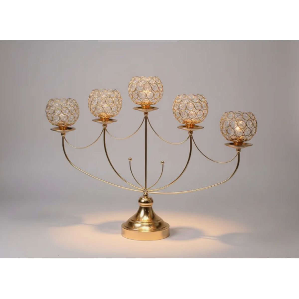 GENERICO - Candelabro Dorado De Vidrio 45x64 Cm Decoración